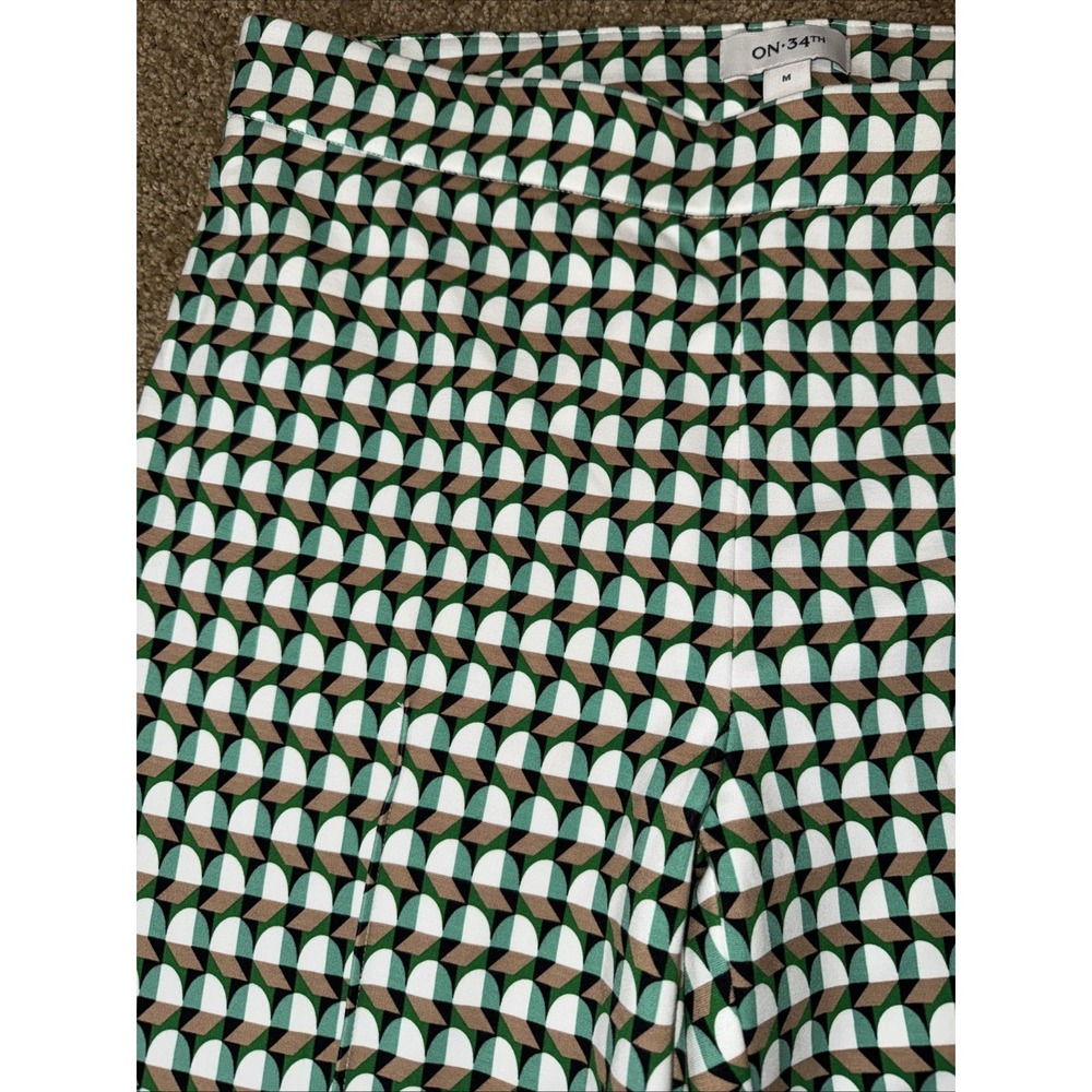 On 34th Women's M Pull On Stretch Ankle Pants Multi Geometric Retro Colorful EUC - Picture 4 of 10